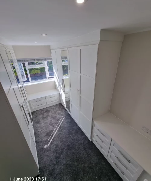 Bespoke fitted walk in wardrobe White-Bolton
