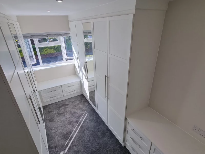 Bespoke fitted walk in wardrobe White-Bolton